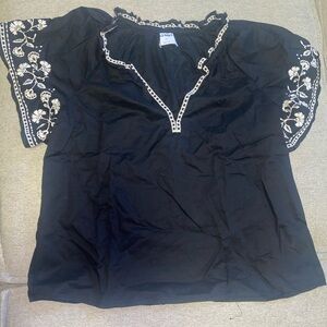 Old Navy Black Embellished Ruffled Blouse